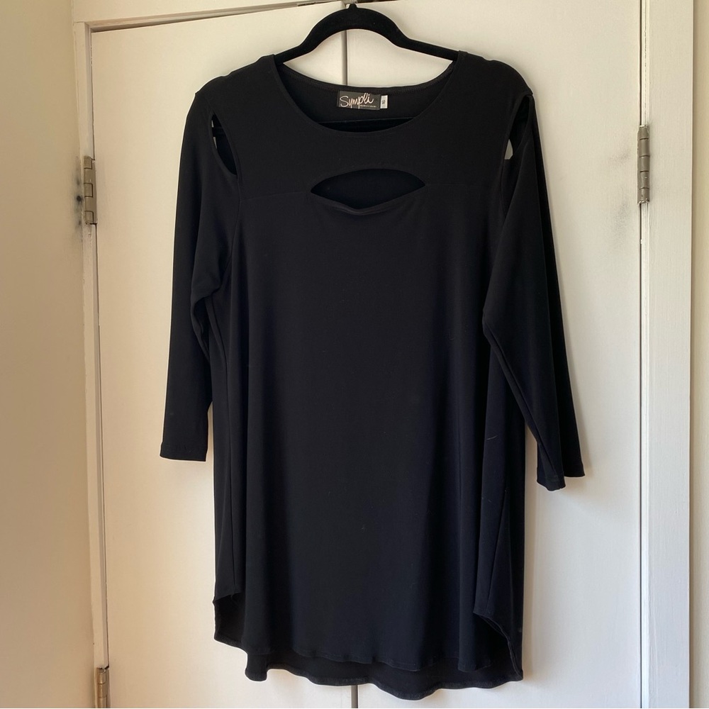 Sympli Black Cutout Women's Top